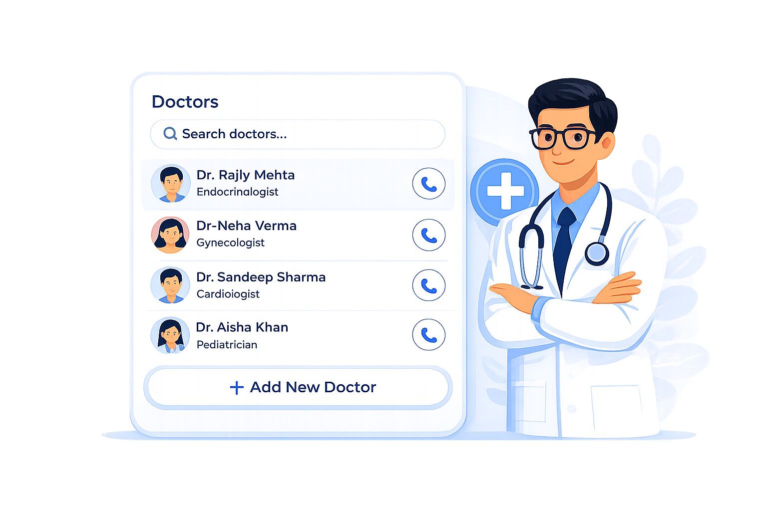MedVeik doctors list: search, specialties, and quick call